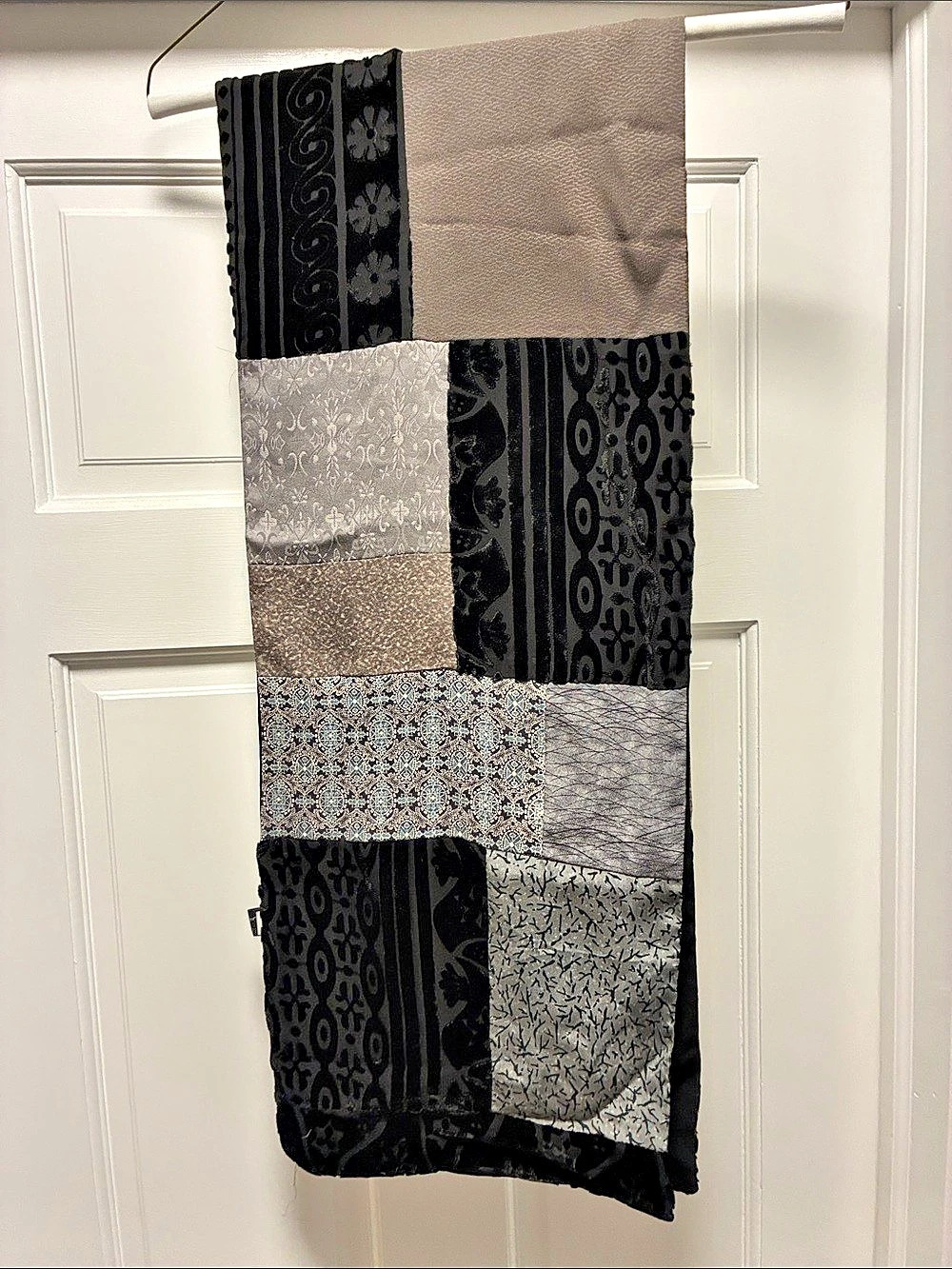 T.C. Kimono scarf Patchwork Scarf in Black & Gray Like New